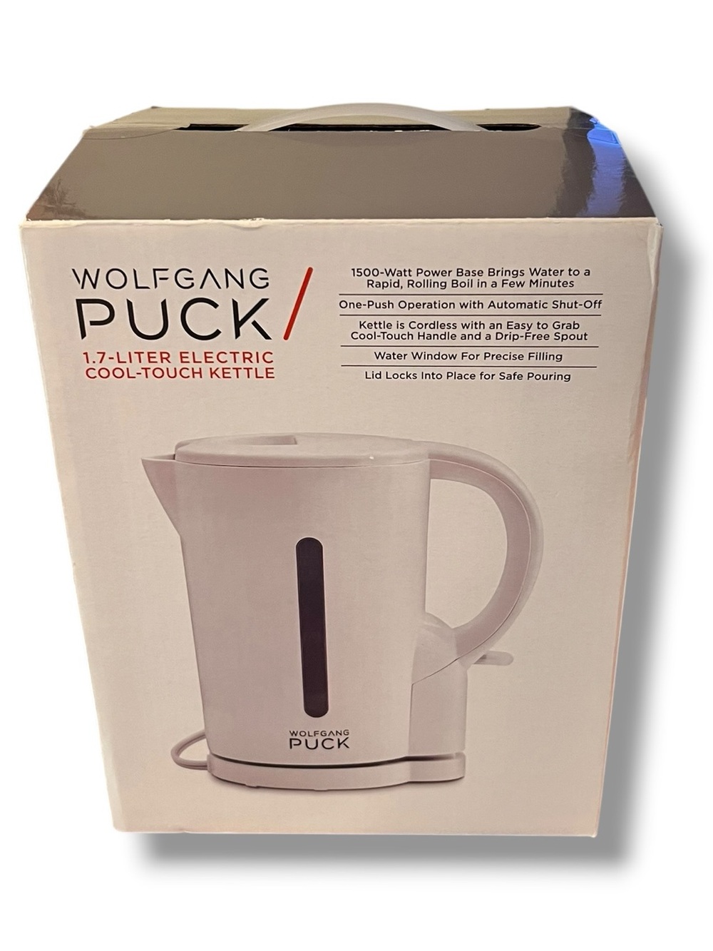 NEW! Wolfgang Puck 1.7-Liter Electric Cool-Touch Kettle 1500-Watt Rapid Boil D-5